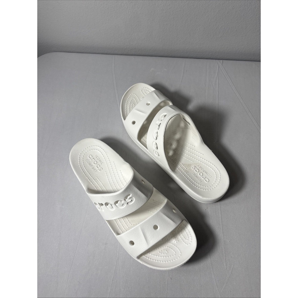 Crocs Slide Sandals White Iconic Comfort Women Size 11 Slip On